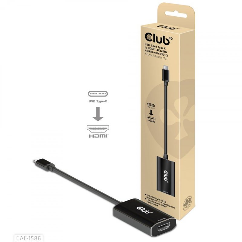 Club3D USB Gen2 Type C to HDMI 4K120Hz Active Adapter