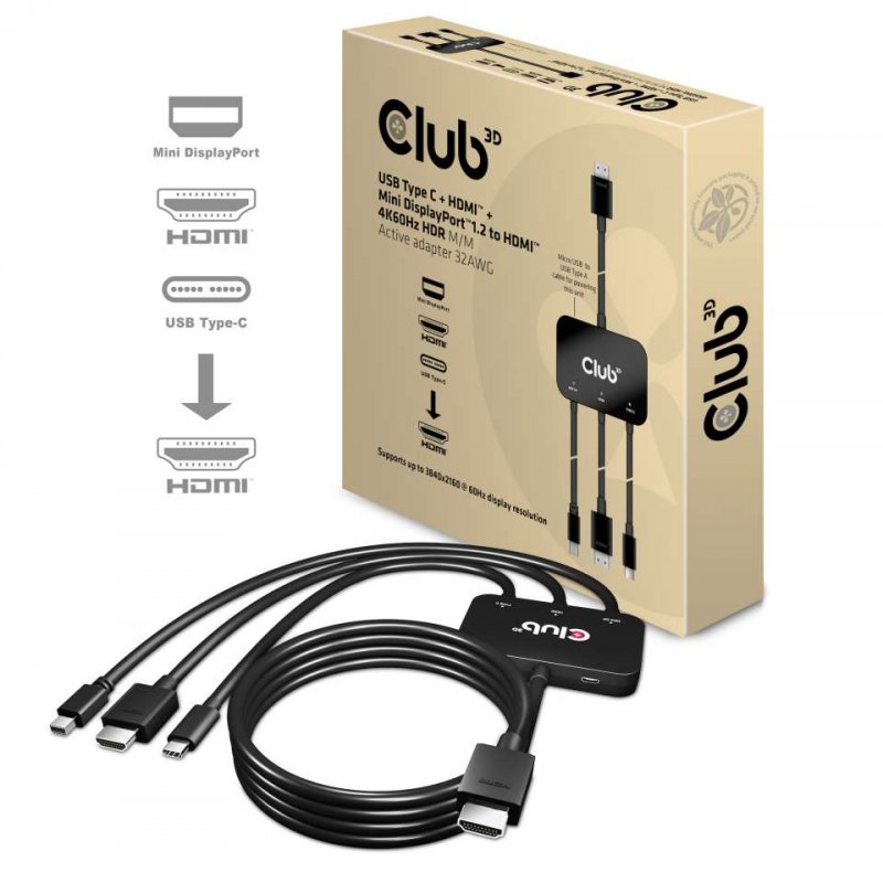 Club3D USB Type C + HDMI + MiniDisplayPort 1.2