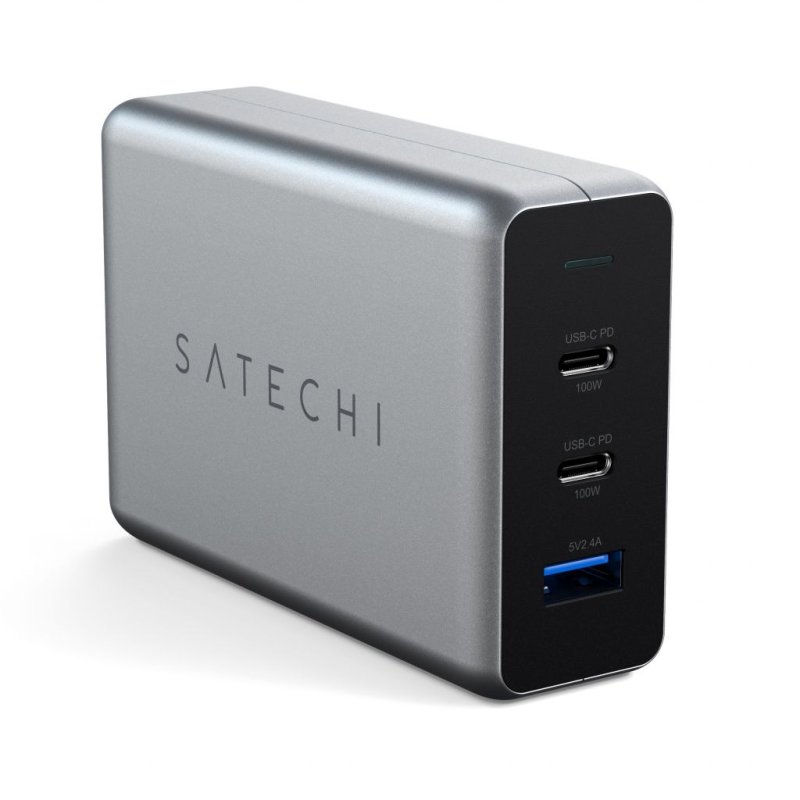 Satechi ST-TC100GM-EU 100W USB/2xType-C PD GaN - Szürke