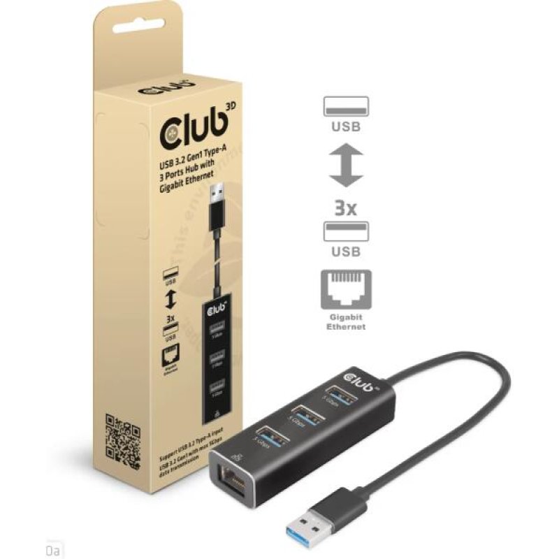 Club 3D USB 3.2 Gen1 Type-A hálózati adapter