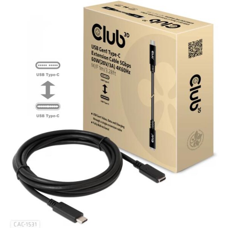 Club3D CAC-1531 USB Gen1 Type-C 1m - Fekete