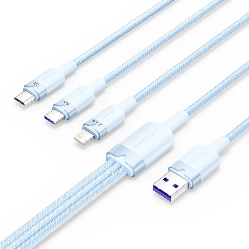 Vention CTRLG USB Type-C - USB Type-C/Lightning/Micro USB-B kábel 1,5m - Kék