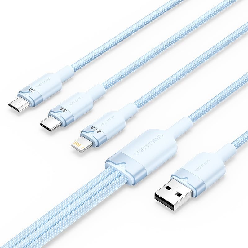 Vention CTPLG USB Type-C - USB Type-C/Lightning/Micro USB-B kábel 1,5m - Kék