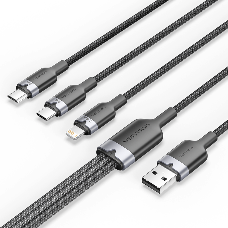 Vention CTPBG USB Type-C - USB Type-C/Lightning/Micro USB-B kábel 1,5m - Fekete