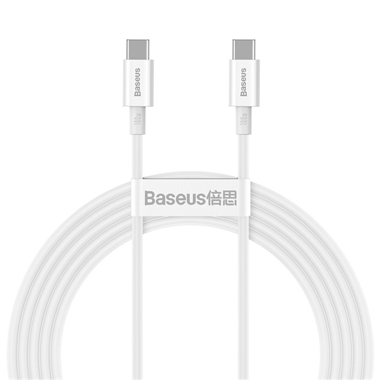 Baseus Superior USB Type-C, 100W gyorstöltő adatkábel, 2m, fehér