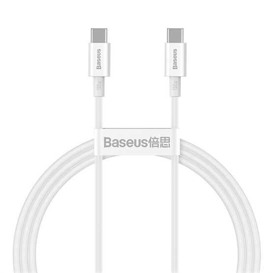 Baseus Superior USB Type-C, 100W gyorstöltő adatkábel, 1m, fehér
