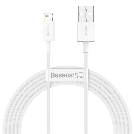 Baseus Superior USB Type-A – iPhone, 2.4A gyorstöltő adatkábel, 2m, fehér