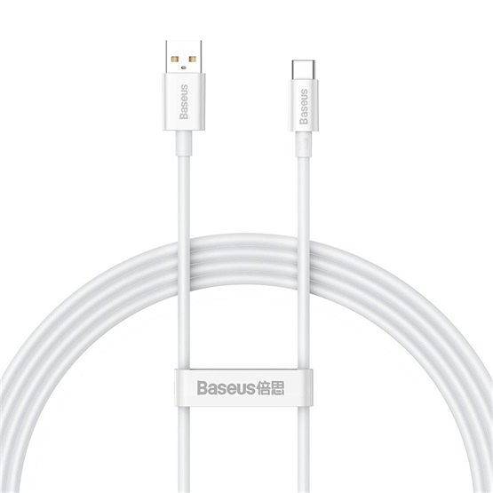 Baseus Superior USB Type-A – USB Type-C, 100W gyorstöltő adatkábel, 1.5m, fehér