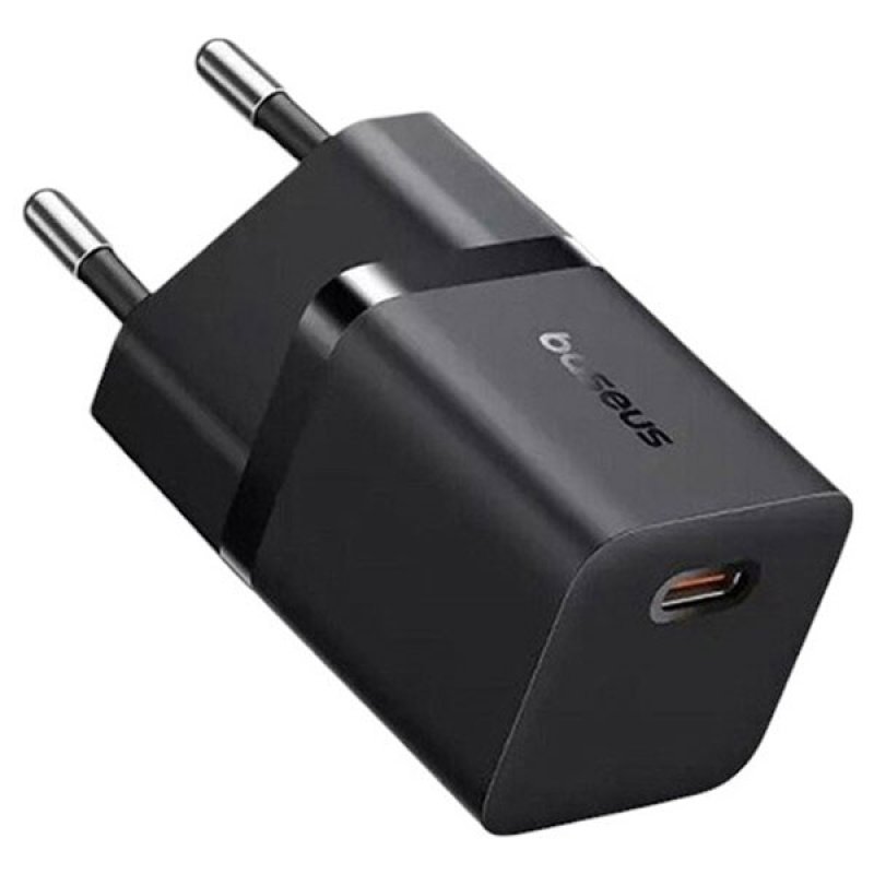 Baseus GaN5 Mini hálózati gyorstöltő 25W, USB Type-C, fekete