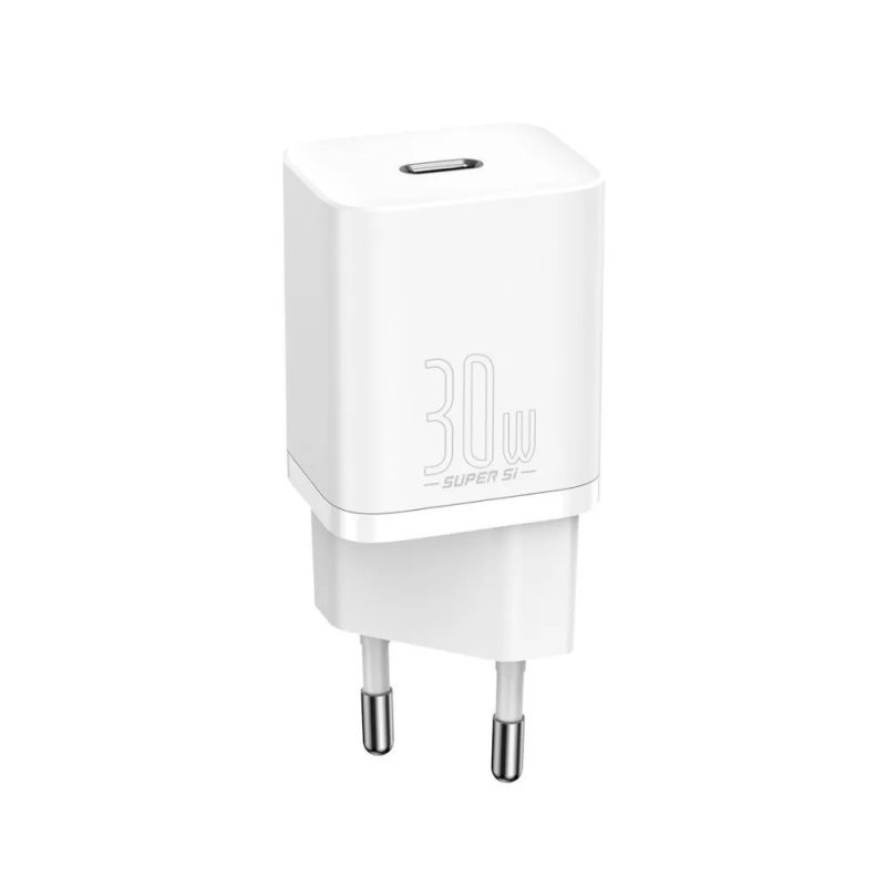 Baseus GaN5 Mini hálózati gyorstöltő 30W, USB Type-C, fehér