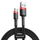 Baseus Cafule USB Type-A – Micro USB, 12W gyorstöltő adatkábel, 1m, fekete/piros