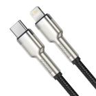 Baseus Cafule Metal USB Type-C – iPhone, PD 20W gyorstöltő adatkábel, 0.25m, fekete
