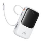 Baseus Qpow Pro+ gyorstöltő powerbank 10000 mAh, 22.5W, beépített USB Type-C kábel, fehér