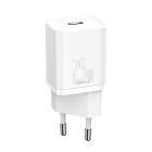 Baseus Super Si hálózati gyorstöltő 25W, USB Type-C, fehér + 3A USB Type-C, 1m kábel
